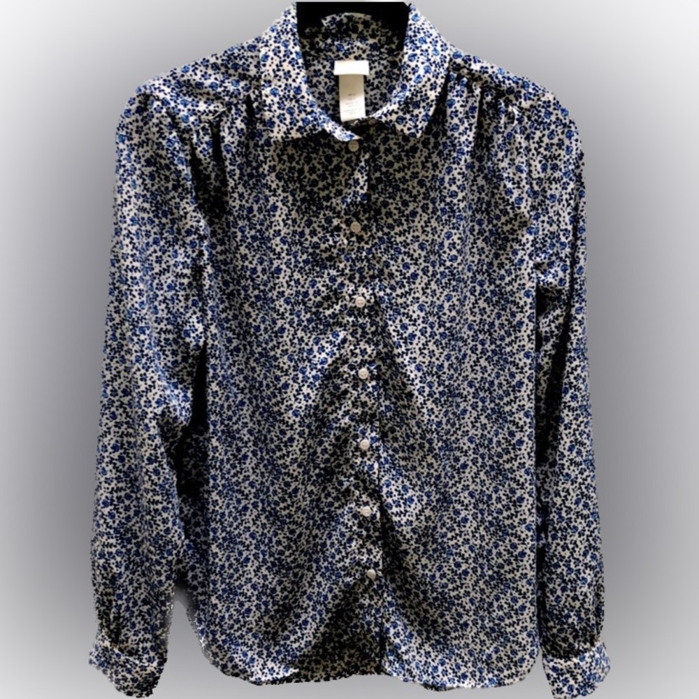 H&M | Ladies blue floral shirt / blouse